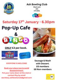 Join us for Bingo - all welcome.