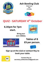 Our next Social Event - Quiz 4th October